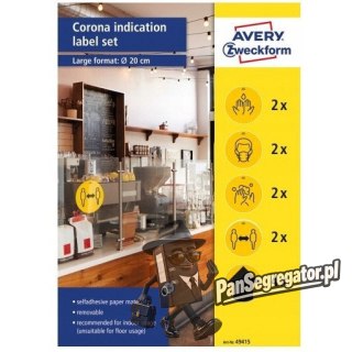 Zestaw etykiet ostrzegawczych - koronawirus fi20 gotowe wzory usuwalne 49415 AVERY ZWECKFORM