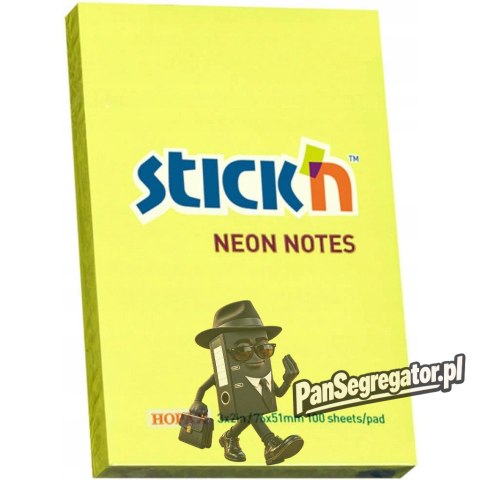 Bloczek STICK`N 76x51mm 100k żółty neon 21132