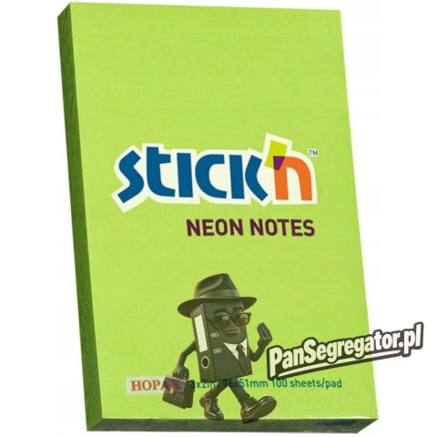 Bloczek STICK"N 76x51mm zielony neon 100k 21163