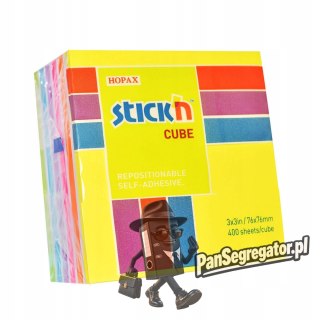 Bloczek STICK"N 76x76mm 400k mix neonowy 6 kolorów 21539
