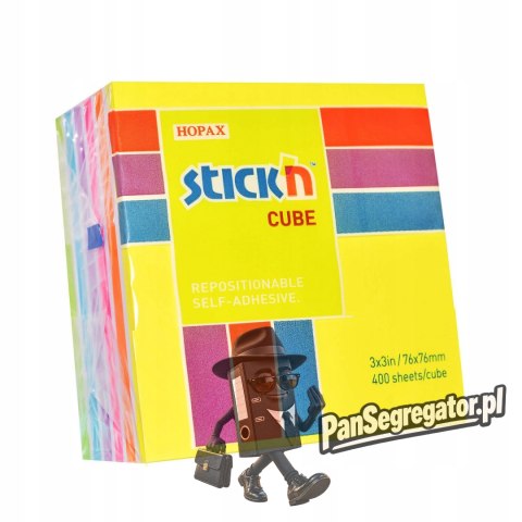 Bloczek STICK"N 76x76mm 400k mix neonowy 6 kolorów 21539