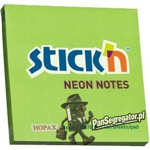 Bloczek STICK"N 76x76mm zielony neonowy 100k 21167 STICK"N