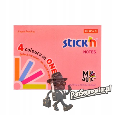Bloczek STICK"N MAGIC PAD 76x101mm neon mix kolorów 21572