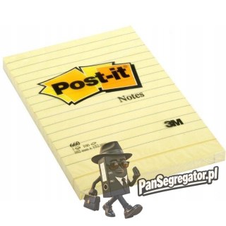 Bloczek samoprzylepny 102x152mm 100k żółty linia 660 POST-IT UU009543644 3M