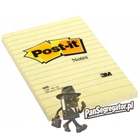 Bloczek samoprzylepny 102x152mm 100k żółty linia 660 POST-IT UU009543644 3M