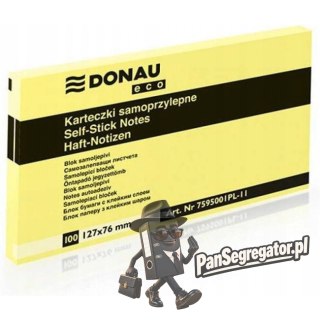 Bloczek samoprzylepny 127x76mm 100k żółty DONAU ECO 7595001PL-11