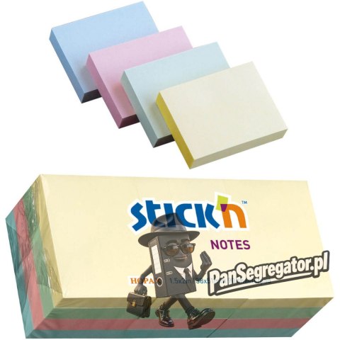 Bloczek samoprzylepny 38x51mm 100k mix pastelowy (12szt) STICK`N 21531
