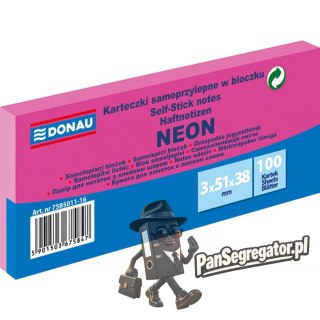 Bloczek samoprzylepny 38x51mm 100k neon różowy (3szt) 7585011-16 DONAU