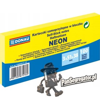 Bloczek samoprzylepny 38x51mm 100k neon żółty (3szt) 7585011-11 DONAU