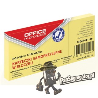 Bloczek samoprzylepny 38x51mm 100k pastel jasno żółty (3szt.) 14047411-06 OFFICE PRODUCTS