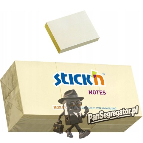Bloczek samoprzylepny 38x51mm 100k żółty pastelowy (12szt) STICK`N 21530