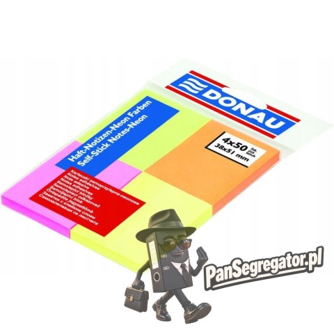 Bloczek samoprzylepny 38x51mm 50k fluo (4szt) DONAU 7578001PL-99