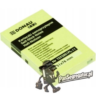 Bloczek samoprzylepny 51x76mm 100k żółty DONAU ECO 7592001PL-11