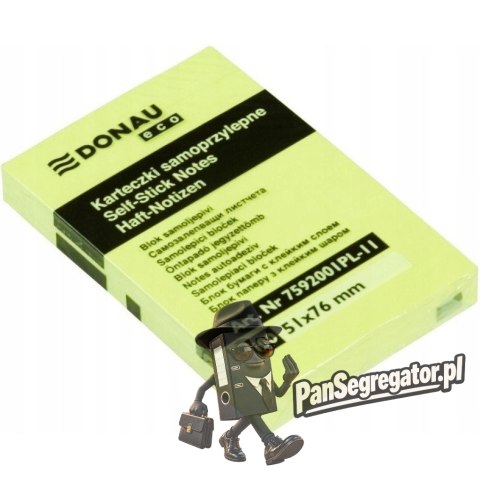 Bloczek samoprzylepny 51x76mm 100k żółty DONAU ECO 7592001PL-11