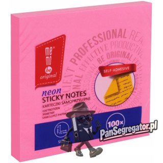 Bloczek samoprzylepny 75x75mm 100k różowy neonowy MB100-23-100 MEMOBE