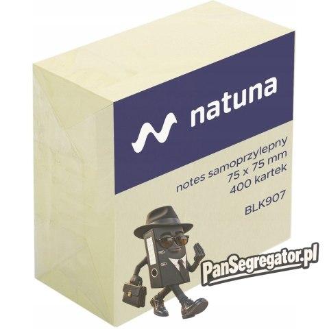 Bloczek samoprzylepny 75x75mm 400k żółty NATUNA (NSKZ/D)