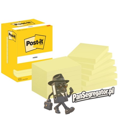 Bloczek samoprzylepny 76x127mm żółty 12x100 kartek 657 POST-IT 7100290168 3M