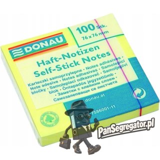 Bloczek samoprzylepny 76x76mm 100k żółty DONAU 7586001-11
