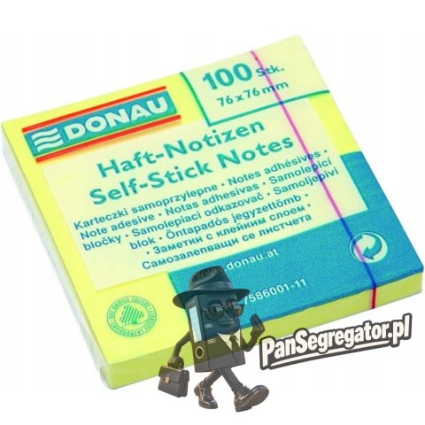 Bloczek samoprzylepny 76x76mm 100k żółty DONAU 7586001-11