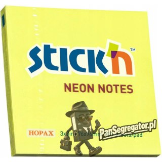 Bloczek samoprzylepny 76x76mm 100k żółty neonowy 21133 STICK`N