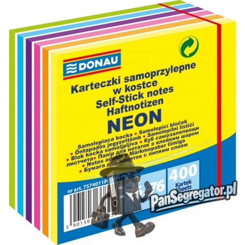 Bloczek samoprzylepny 76x76mm 400k 6 kolorów neonowych 7574011PL-99 DONAU