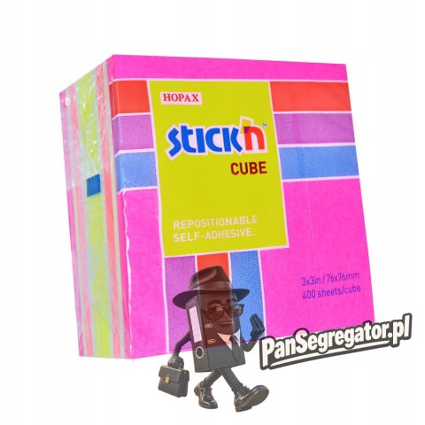 Bloczek samoprzylepny 76x76mm 400k mix różowy/żółty STICK"N 21536