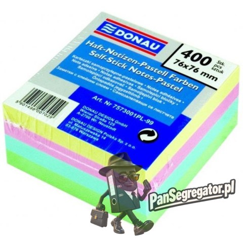 Bloczek samoprzylepny 76x76mm 400k pastelowy DONAU 7573001PL-99