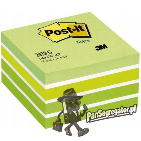 Bloczek samoprzylepny 76x76mm 450k zielony POST-IT 2028-G 70007038881 3M