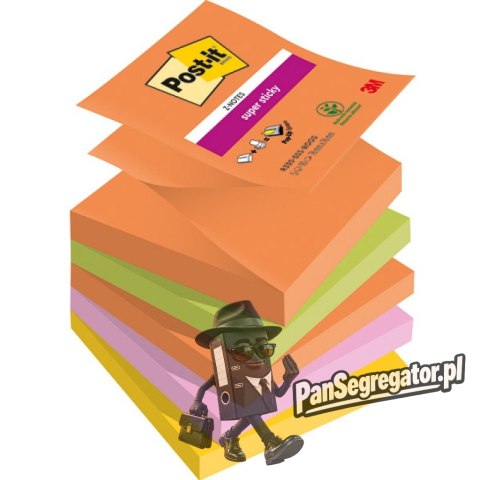 Bloczek samoprzylepny 76x76mm 90k mix kolorów (5szt) SUPER STICKY Z-NOTES BOOST POST-IT