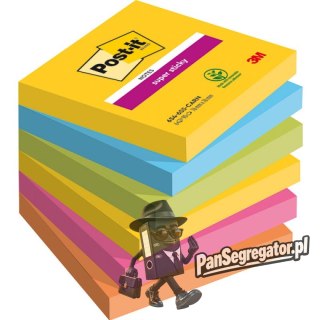 Bloczek samoprzylepny 76x76mm 90k mix kolorów (6szt) CARNIVAL POST-IT Super Sticky 3M