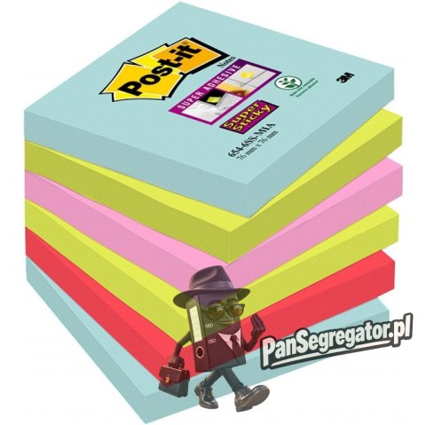 Bloczek samoprzylepny 76x76mm 90k mix kolorów (6szt) POST-IT MIAMI Super Sticky 70005291227 3M
