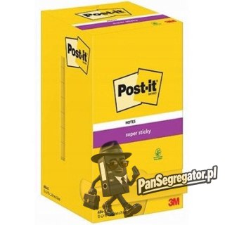 Bloczek samoprzylepny 76x76mm 90k żółty (12szt) SUPER STICKY POST-IT 654-S 3M