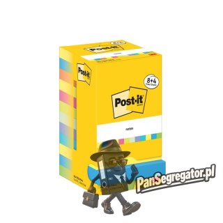 Bloczek samoprzylepny 76x76mm Energetic 8+4gratis 100kartek mix kolorów 3M