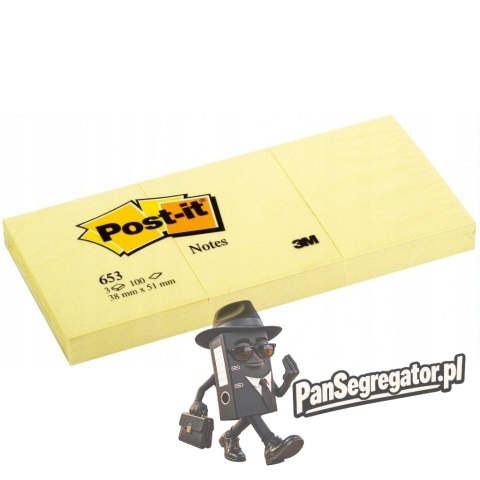 Bloczek samoprzylepny POST-IT 38x51mm 100kartek żółty (3szt) kartonik 4064035092 3M
