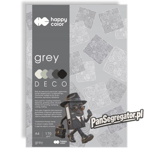 Blok A4 20k 170g 5 kolorów DECO GREY HA 3717 2030-082 HAPPY COLOR