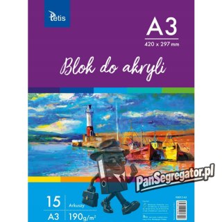 Blok do akryli A3 15k 190g KB012-A3 TETIS