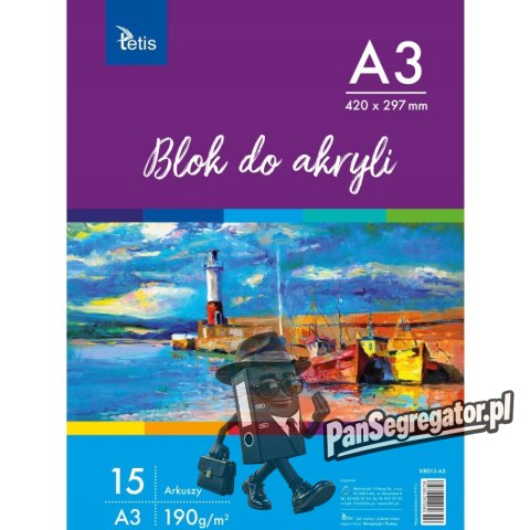 Blok do akryli A3 15k 190g KB012-A3 TETIS