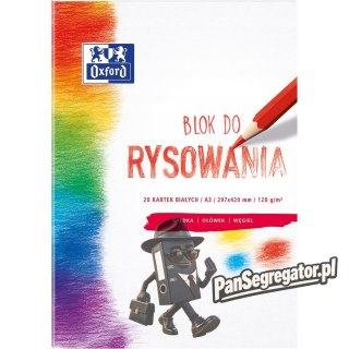 Blok rysunkowy szkolny A3 biały 20 kartek 120g 400093197 OXFORD
