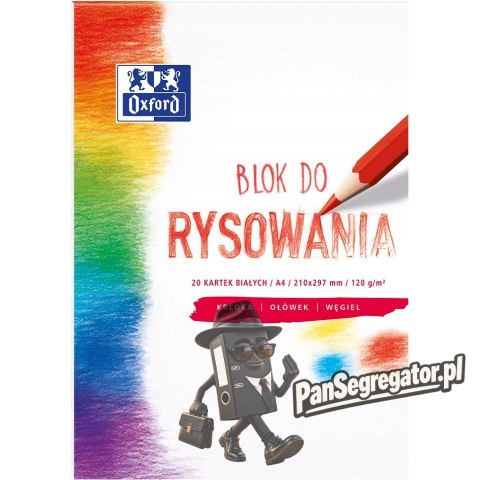 Blok rysunkowy szkolny A4 biały 20 kartek 120g 400093195 OXFORD