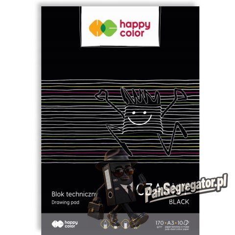 Blok techniczny A3 10k 170g czarny HA 3717 3040-9 HAPPY COLOR