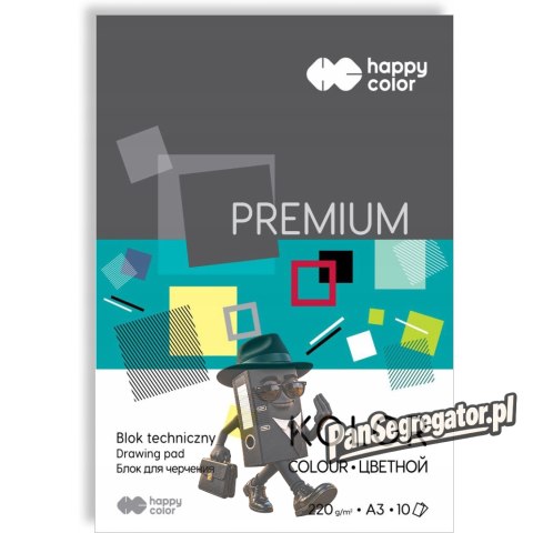 Blok techniczny A3 220g 10 kolorów PREMIUM HA 3722 3040-09 HAPPY COLOR
