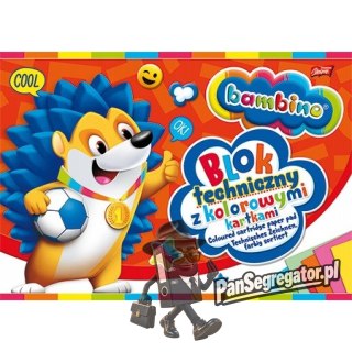 Blok techniczny A4 kolorowy 160g. 10 kartek BAMBINO