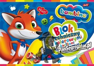 Blok techniczny A4 kolorowy 160g. 10 kartek BAMBINO
