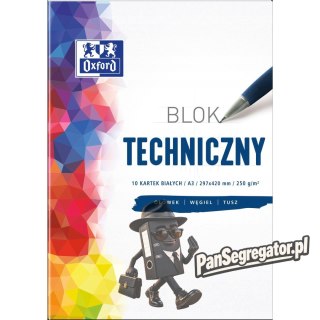 Blok techniczny szkolny A3 biały 10 kartek 250g 400093232 OXFORD