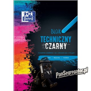 Blok techniczny szkolny A3 czarne kartki 10 kartek 210g 400093235 OXFORD