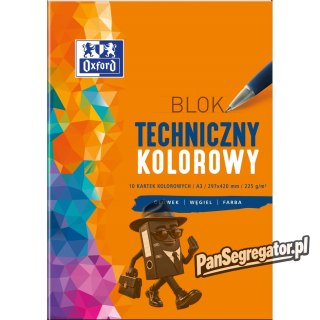 Blok techniczny szkolny A3 kolorowy 10 kartek 225g 400093234 OXFORD