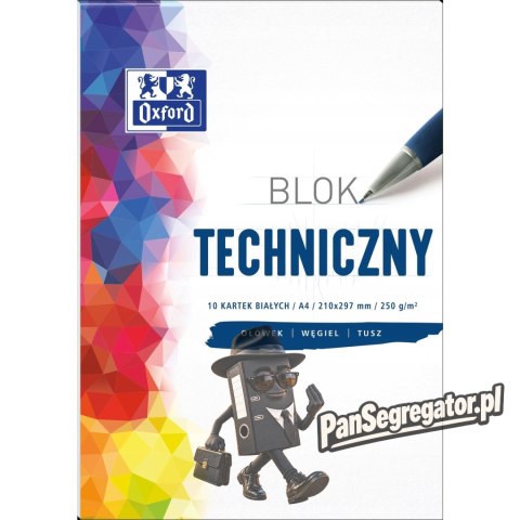 Blok techniczny szkolny A4 biały 10 kartek 250g 400093199 OXFORD
