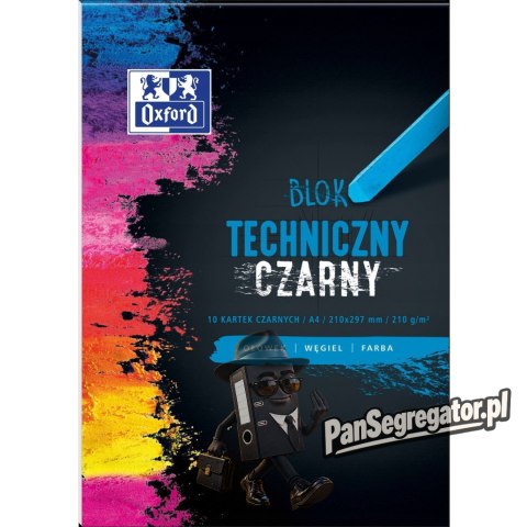 Blok techniczny szkolny A4 czarne kartki 10 kartek 210g 400093231 OXFORD