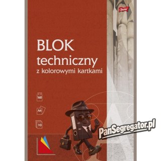 Blok techniczny szkolny A4 kolorowy 10 kartek 160g UNIPAP