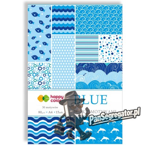 Blok z motywami A4 15k BLUE 30 motywów HA3808 2030-B HAPPY COLOR
